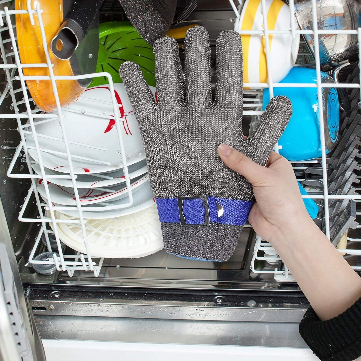 Level 9 Cut Resistant Gloves Stainless Steel Mesh Metal Glove Safety Work Glove for Meat Cutting Kitchen Chef Slicing