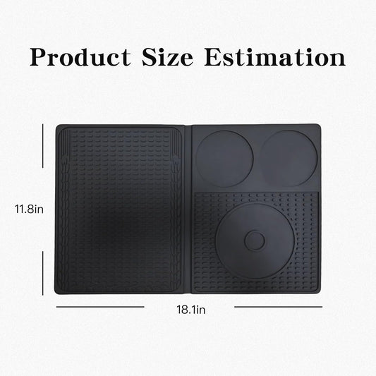 4-in-1 Bar Mat With Cutting Board, Foldable Silicone Bar Mats For Countertop, 18.1" x 11.8" x 0.2" For Bartending, Home Bar, Cutting Board, Travel, Outdoor Picnic (Black)
