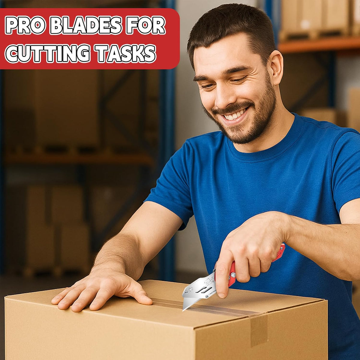 100 Pack Utility Knife Blades, SK5 Box Cutter Blades, Razor Blades | Blades for box cutter use cut cardboard, leather and drywall, Replacement blades suit home repairs, crafts and DIY projects