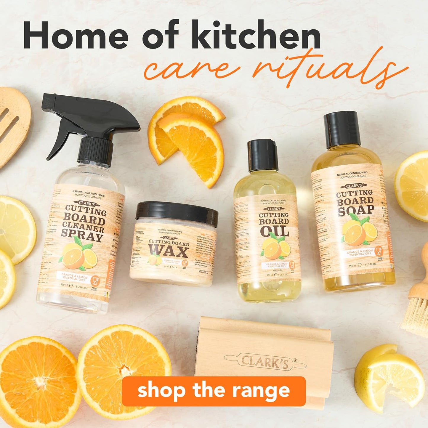 Cutting Board Oil & Wax Kit, Orange Lemon Scent, Food Safe - 2 Pack | Includes Food Grade Mineral Oil (12oz), Cutting Board Wax (6oz) for Cutting Boards, Butcher Blocks & Kitchen Wooden Utensils
