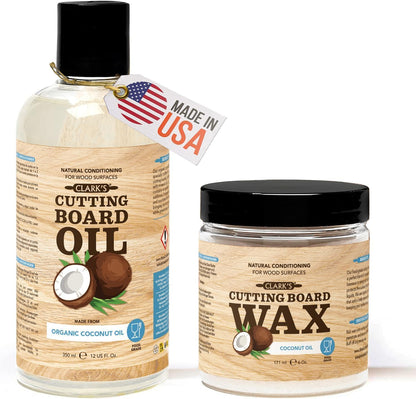 Cutting Board Oil & Wax Kit, Orange Lemon Scent, Food Safe - 2 Pack | Includes Food Grade Mineral Oil (12oz), Cutting Board Wax (6oz) for Cutting Boards, Butcher Blocks & Kitchen Wooden Utensils