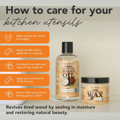 Cutting Board Oil & Wax Kit, Orange Lemon Scent, Food Safe - 2 Pack | Includes Food Grade Mineral Oil (12oz), Cutting Board Wax (6oz) for Cutting Boards, Butcher Blocks & Kitchen Wooden Utensils