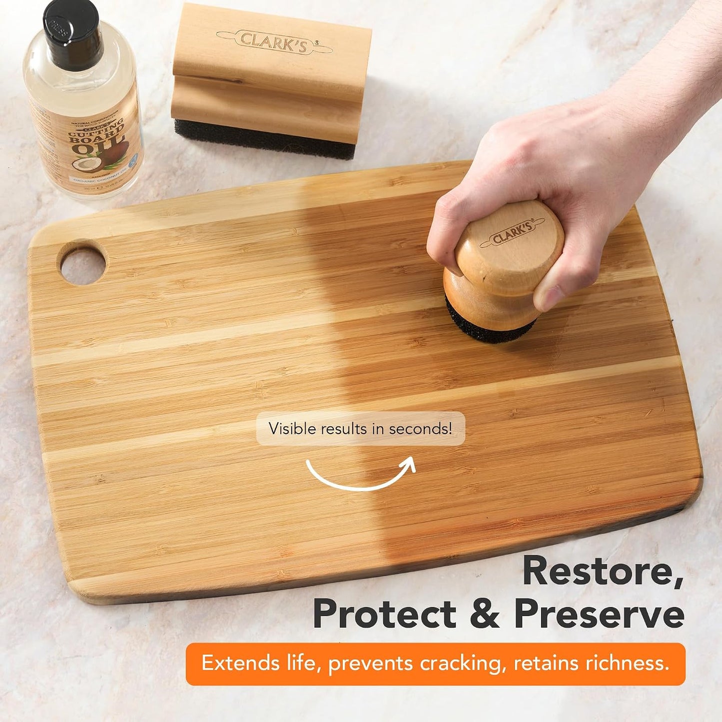Cutting Board Oil & Wax Kit, Orange Lemon Scent, Food Safe - 2 Pack | Includes Food Grade Mineral Oil (12oz), Cutting Board Wax (6oz) for Cutting Boards, Butcher Blocks & Kitchen Wooden Utensils