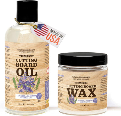 Cutting Board Oil & Wax Kit, Orange Lemon Scent, Food Safe - 2 Pack | Includes Food Grade Mineral Oil (12oz), Cutting Board Wax (6oz) for Cutting Boards, Butcher Blocks & Kitchen Wooden Utensils