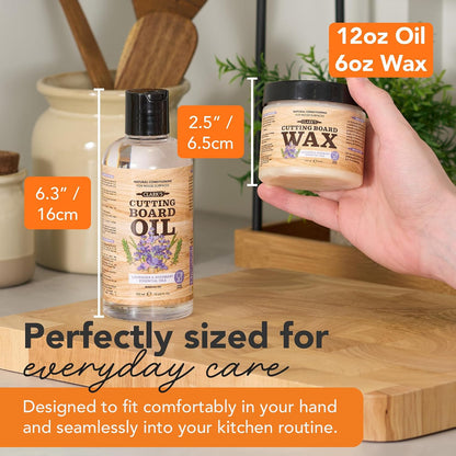 Cutting Board Oil & Wax Kit, Orange Lemon Scent, Food Safe - 2 Pack | Includes Food Grade Mineral Oil (12oz), Cutting Board Wax (6oz) for Cutting Boards, Butcher Blocks & Kitchen Wooden Utensils
