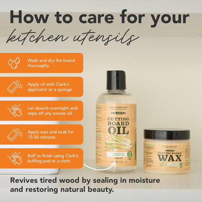 Cutting Board Oil & Wax Kit, Orange Lemon Scent, Food Safe - 2 Pack | Includes Food Grade Mineral Oil (12oz), Cutting Board Wax (6oz) for Cutting Boards, Butcher Blocks & Kitchen Wooden Utensils