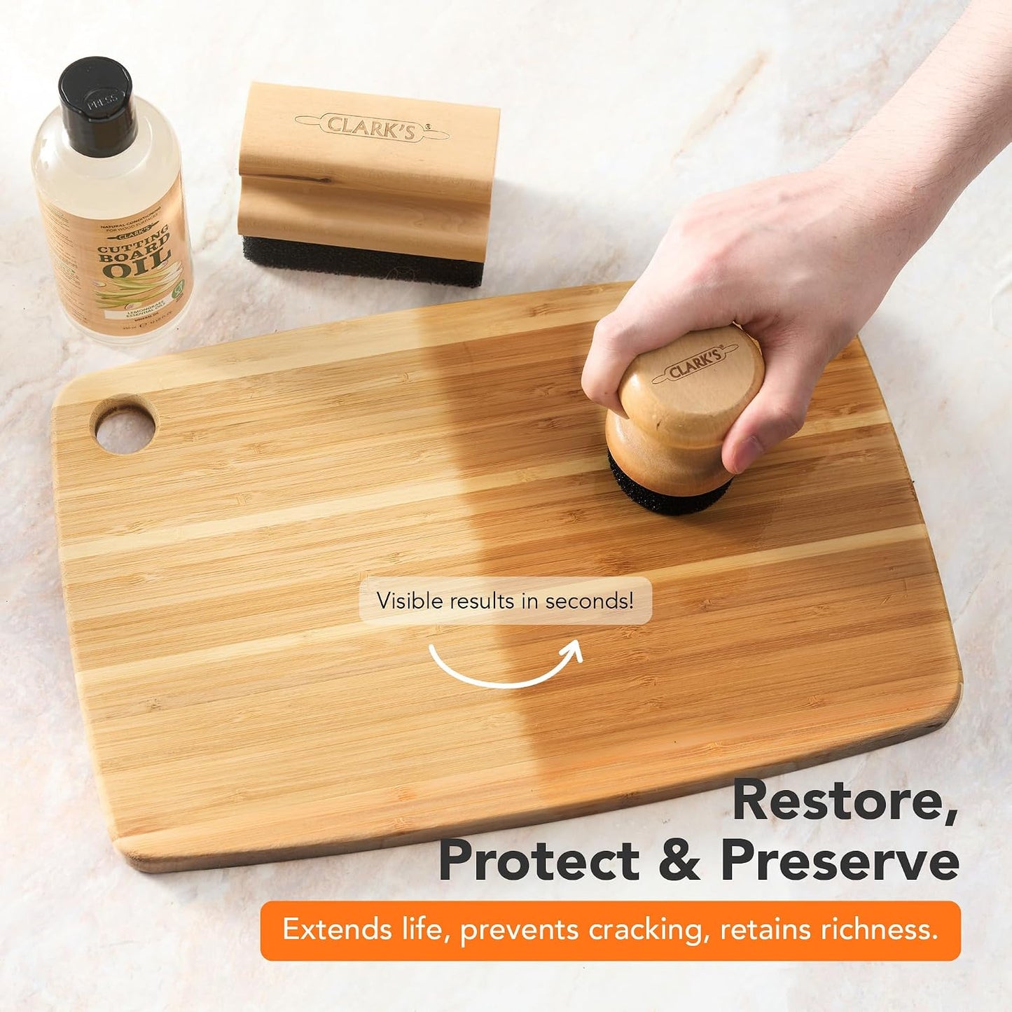 Cutting Board Oil & Wax Kit, Orange Lemon Scent, Food Safe - 2 Pack | Includes Food Grade Mineral Oil (12oz), Cutting Board Wax (6oz) for Cutting Boards, Butcher Blocks & Kitchen Wooden Utensils
