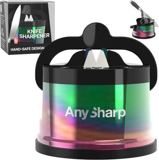 – CHEF – Easy to Use, Hands Free Knife Sharpener - Oil Slick | Sharpening Tool with PowerGrip Suction Base and 20-Deg Pre-Set Angle - For All Knives: Chef's, Serrated, and Hardened Steel