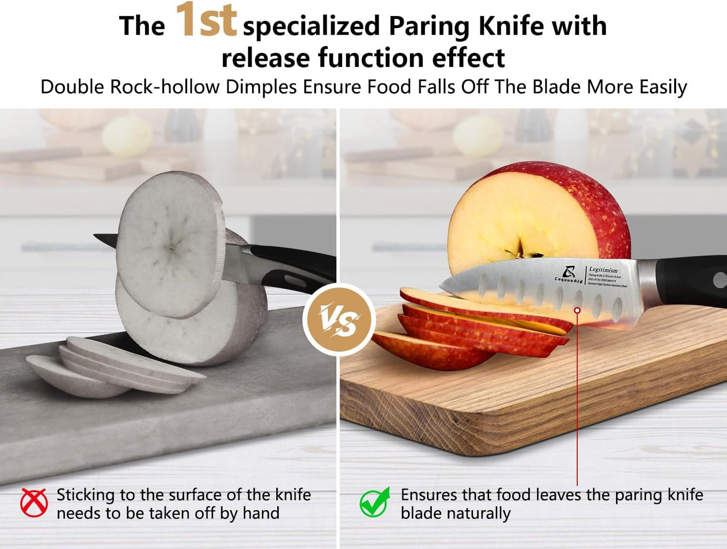5 inch Kitchen Utility Knife, Serrated Blade Tomato Knife | Ultra Sharp Paring knives, Round Tip, Ergonomic Handle, Full Tang – Forged High Carbon German Steel, Ideal for Gift (Black)
