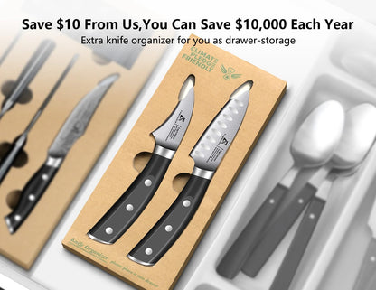 5 inch Kitchen Utility Knife, Serrated Blade Tomato Knife | Ultra Sharp Paring knives, Round Tip, Ergonomic Handle, Full Tang – Forged High Carbon German Steel, Ideal for Gift (Black)