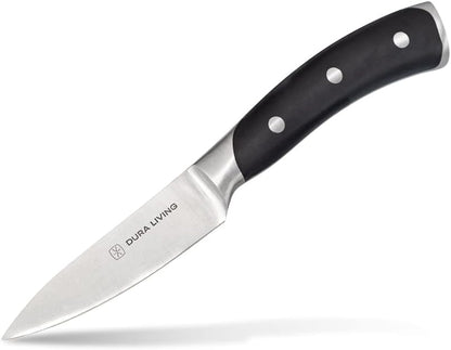 2-Piece Kitchen Knife Set – Ultra Sharp Precision German Stainless Steel Blades, 5” Utility & 3.5” Paring Knife with Ergonomic Handles, Multipurpose for Slicing & Peeling, Black Handle
