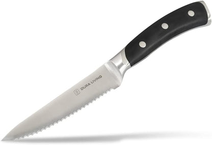 2-Piece Kitchen Knife Set – Ultra Sharp Precision German Stainless Steel Blades, 5” Utility & 3.5” Paring Knife with Ergonomic Handles, Multipurpose for Slicing & Peeling, Black Handle