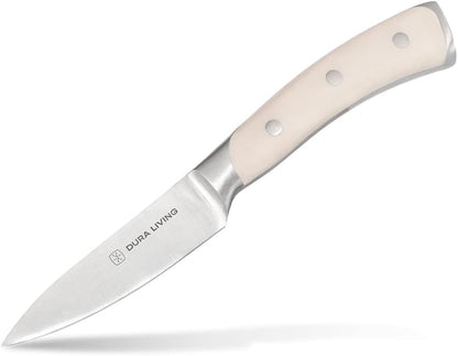 2-Piece Kitchen Knife Set – Ultra Sharp Precision German Stainless Steel Blades, 5” Utility & 3.5” Paring Knife with Ergonomic Handles, Multipurpose for Slicing & Peeling, Black Handle