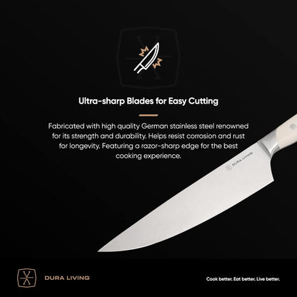 2-Piece Kitchen Knife Set – Ultra Sharp Precision German Stainless Steel Blades, 5” Utility & 3.5” Paring Knife with Ergonomic Handles, Multipurpose for Slicing & Peeling, Black Handle