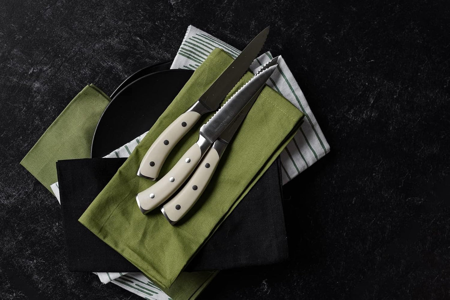 2-Piece Kitchen Knife Set – Ultra Sharp Precision German Stainless Steel Blades, 5” Utility & 3.5” Paring Knife with Ergonomic Handles, Multipurpose for Slicing & Peeling, Black Handle