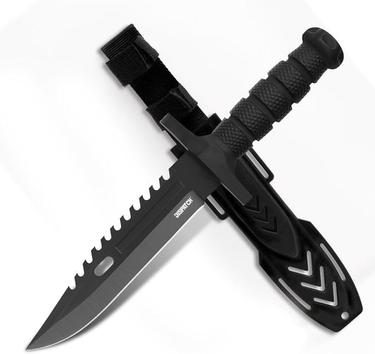 Fixed Blade Hunting Knife with Sheath, 12-inch Survival Knives for Men Tactical Bowie Knife with Non-Slip Handle for Bushcraft, Outdoor Camping
