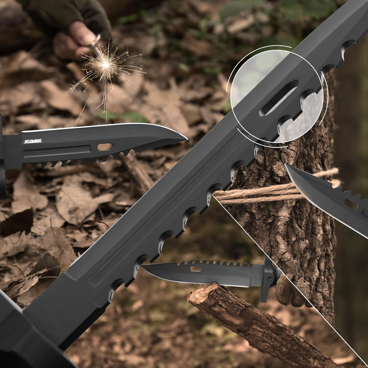 Fixed Blade Hunting Knife with Sheath, 12-inch Survival Knives for Men Tactical Bowie Knife with Non-Slip Handle for Bushcraft, Outdoor Camping