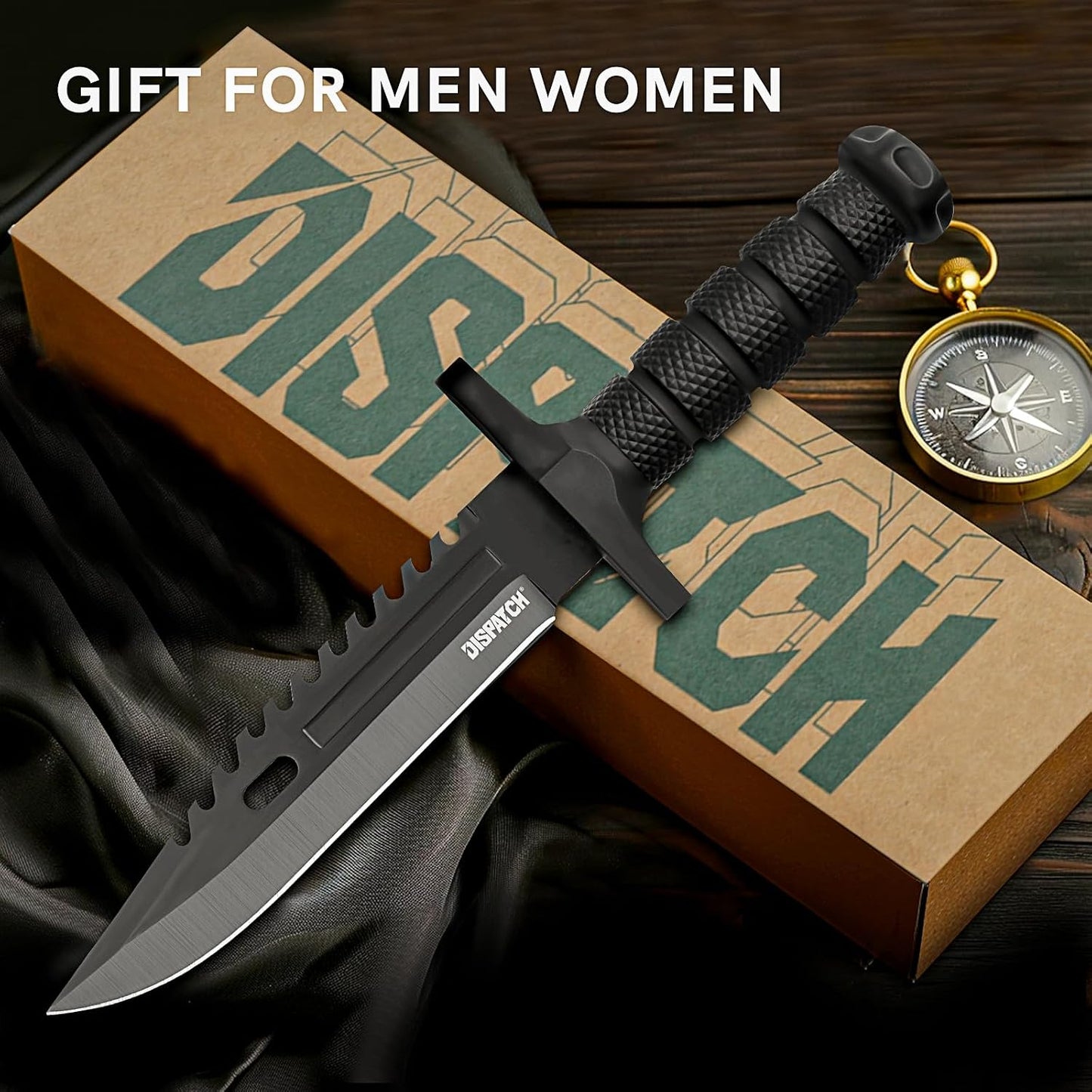Fixed Blade Hunting Knife with Sheath, 12-inch Survival Knives for Men Tactical Bowie Knife with Non-Slip Handle for Bushcraft, Outdoor Camping