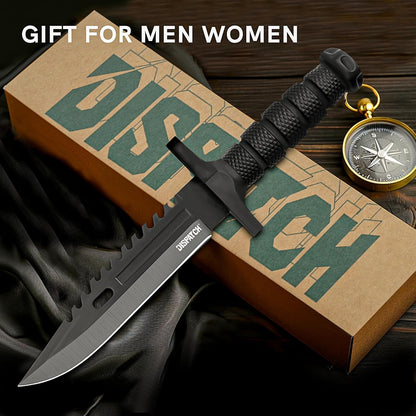 Fixed Blade Hunting Knife with Sheath, 12-inch Survival Knives for Men Tactical Bowie Knife with Non-Slip Handle for Bushcraft, Outdoor Camping