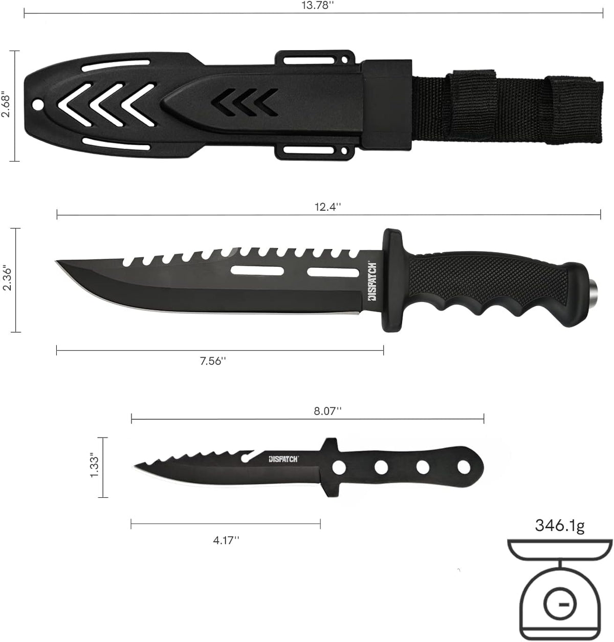 Fixed Blade Hunting Knife with Sheath, 12-inch Survival Knives for Men Tactical Bowie Knife with Non-Slip Handle for Bushcraft, Outdoor Camping