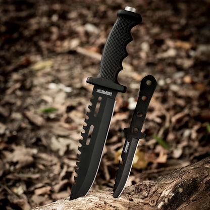 Fixed Blade Hunting Knife with Sheath, 12-inch Survival Knives for Men Tactical Bowie Knife with Non-Slip Handle for Bushcraft, Outdoor Camping