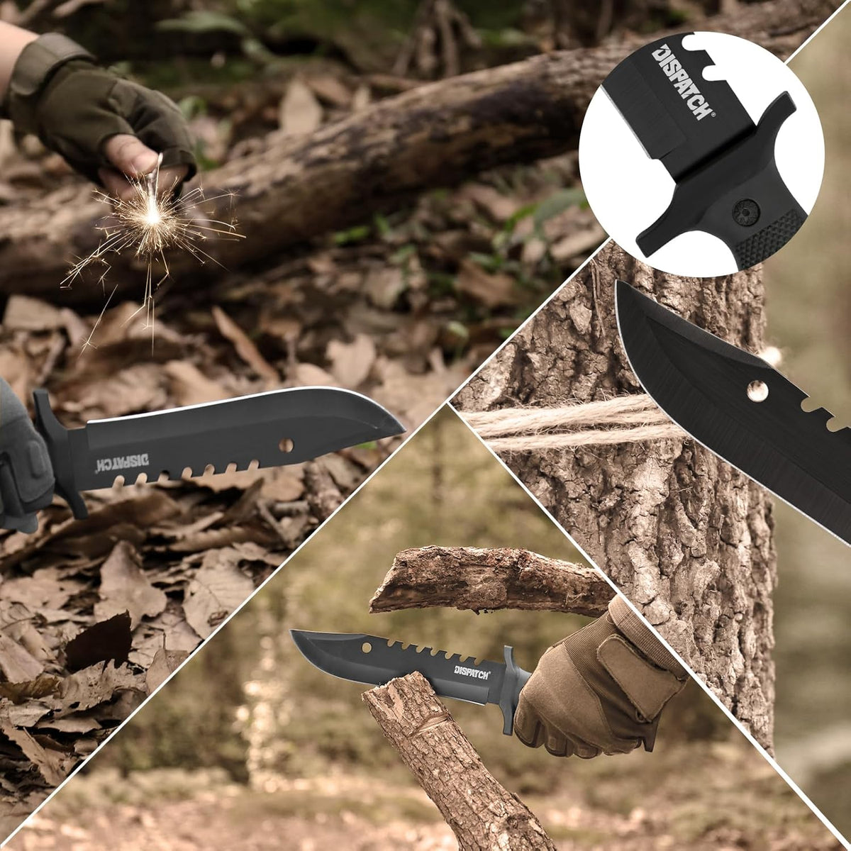 Fixed Blade Hunting Knife with Sheath, 12-inch Survival Knives for Men Tactical Bowie Knife with Non-Slip Handle for Bushcraft, Outdoor Camping