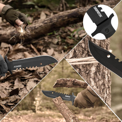 Fixed Blade Hunting Knife with Sheath, 12-inch Survival Knives for Men Tactical Bowie Knife with Non-Slip Handle for Bushcraft, Outdoor Camping