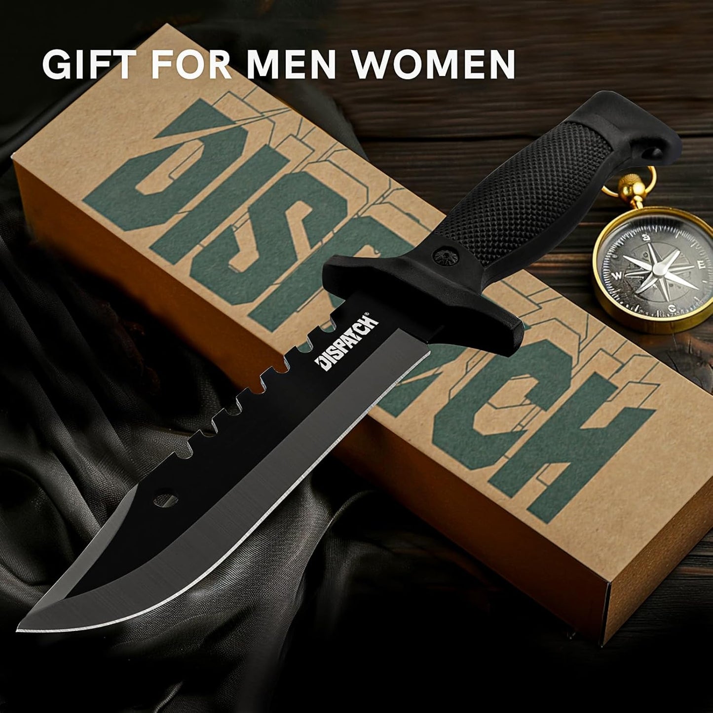 Fixed Blade Hunting Knife with Sheath, 12-inch Survival Knives for Men Tactical Bowie Knife with Non-Slip Handle for Bushcraft, Outdoor Camping