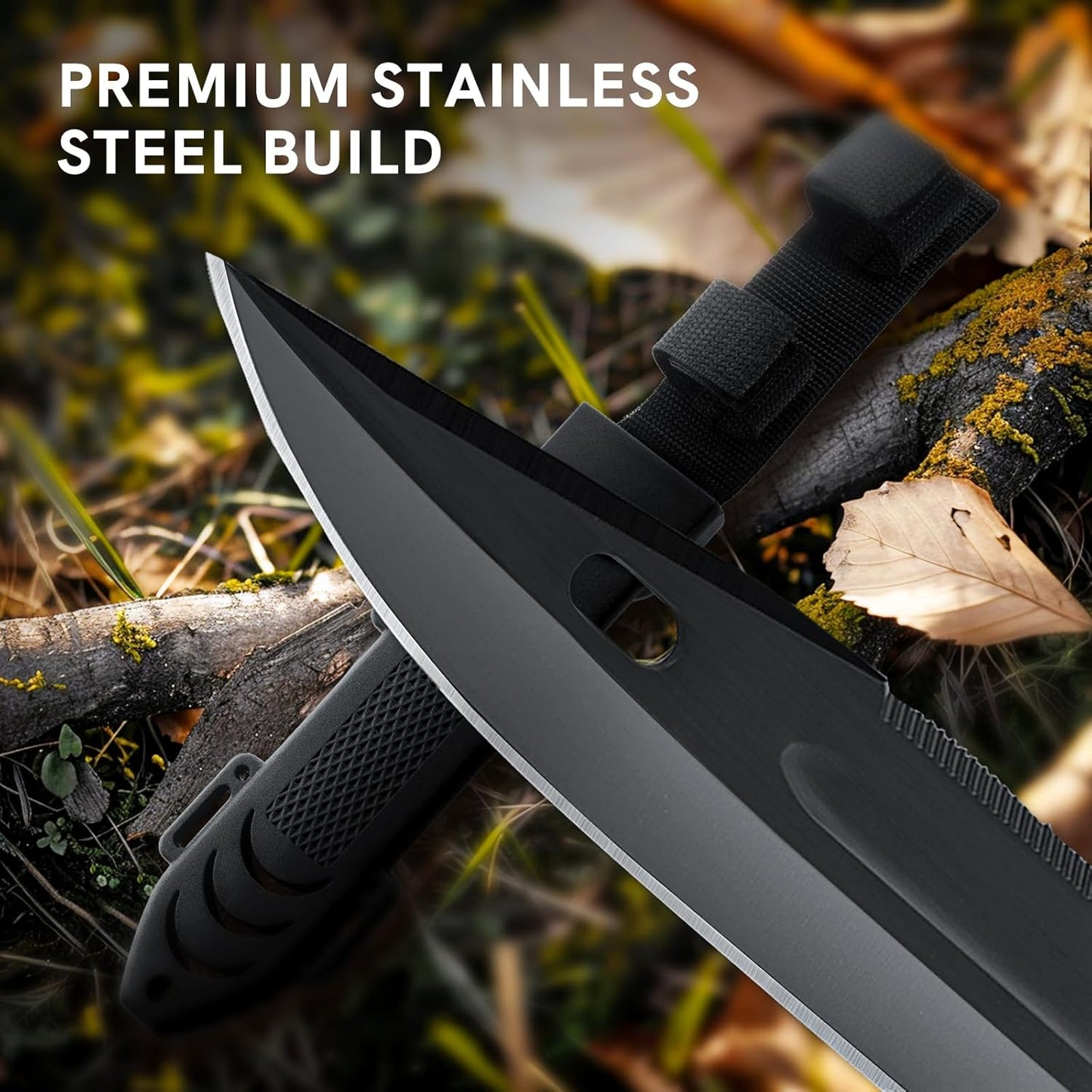 Fixed Blade Hunting Knife with Sheath, 12-inch Survival Knives for Men Tactical Bowie Knife with Non-Slip Handle for Bushcraft, Outdoor Camping