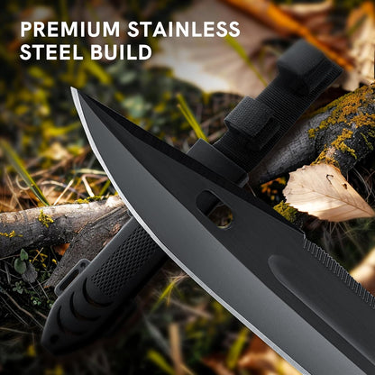 Fixed Blade Hunting Knife with Sheath, 12-inch Survival Knives for Men Tactical Bowie Knife with Non-Slip Handle for Bushcraft, Outdoor Camping