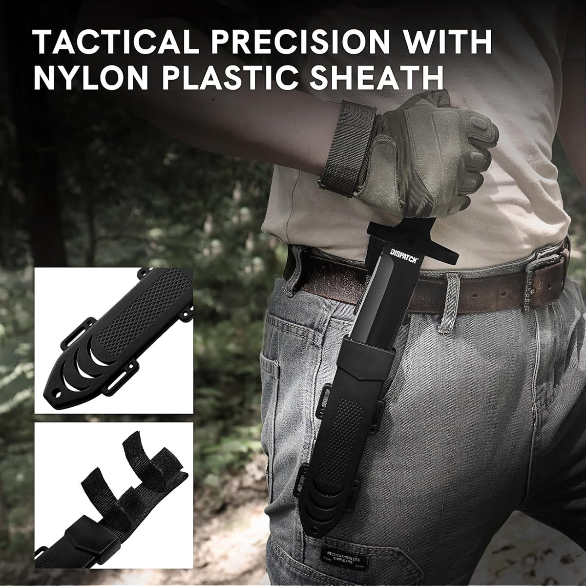 Fixed Blade Hunting Knife with Sheath, 12-inch Survival Knives for Men Tactical Bowie Knife with Non-Slip Handle for Bushcraft, Outdoor Camping