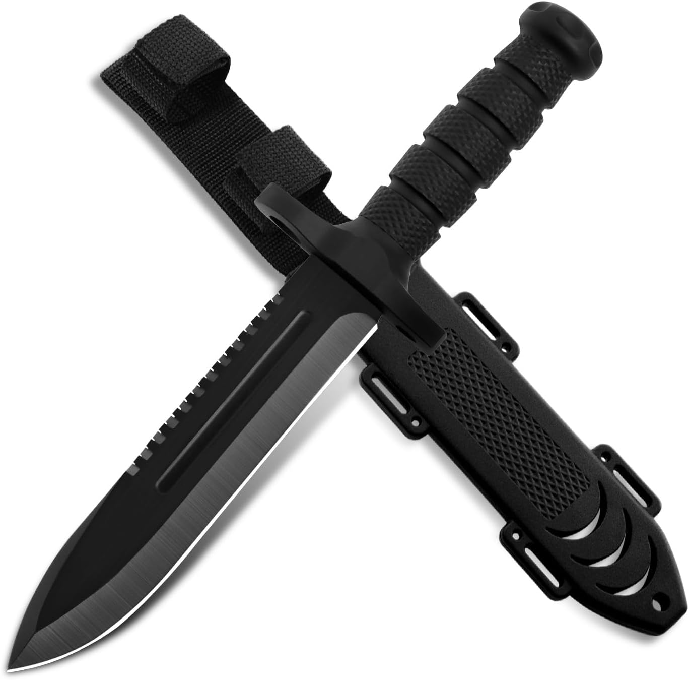 Fixed Blade Hunting Knife with Sheath, 12-inch Survival Knives for Men Tactical Bowie Knife with Non-Slip Handle for Bushcraft, Outdoor Camping