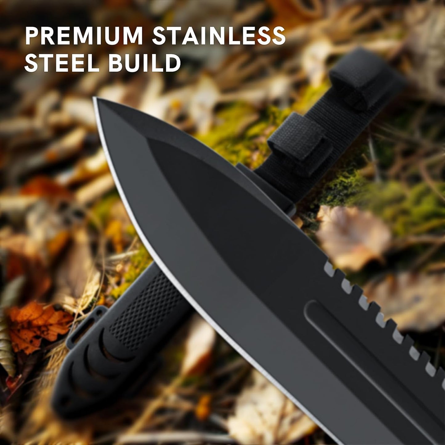 Fixed Blade Hunting Knife with Sheath, 12-inch Survival Knives for Men Tactical Bowie Knife with Non-Slip Handle for Bushcraft, Outdoor Camping