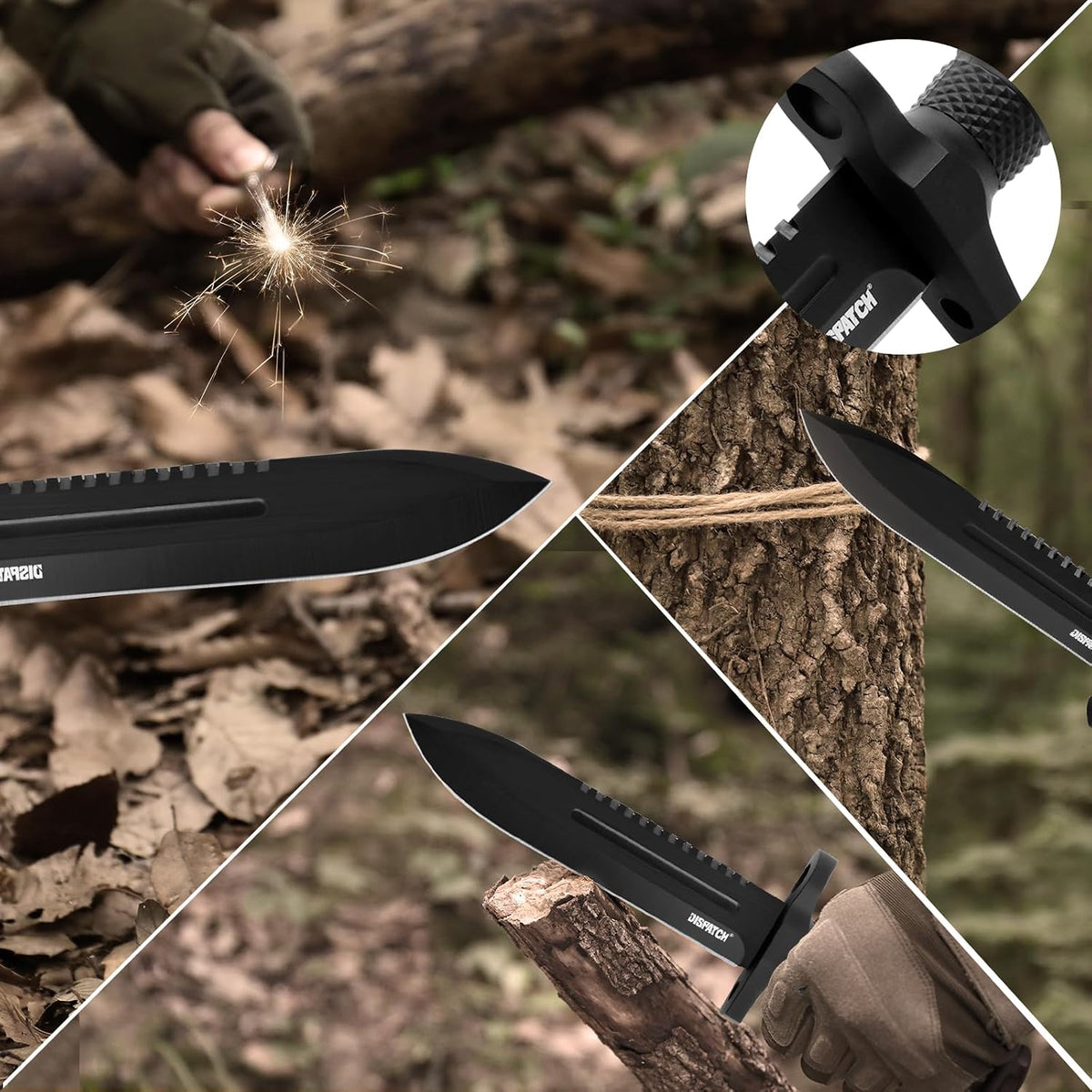 Fixed Blade Hunting Knife with Sheath, 12-inch Survival Knives for Men Tactical Bowie Knife with Non-Slip Handle for Bushcraft, Outdoor Camping