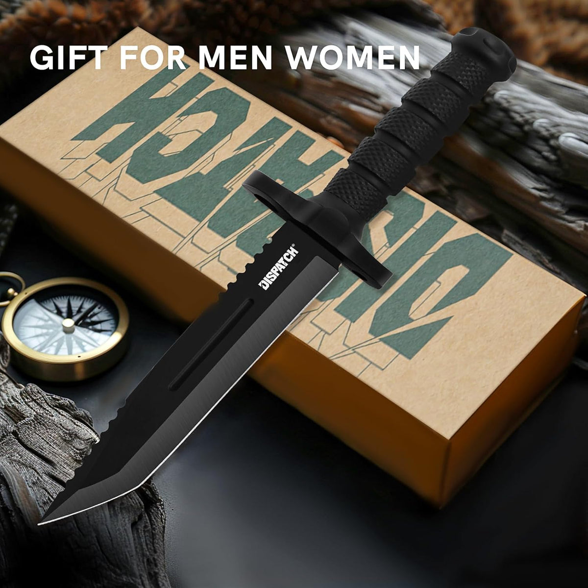 Fixed Blade Hunting Knife with Sheath, 12-inch Survival Knives for Men Tactical Bowie Knife with Non-Slip Handle for Bushcraft, Outdoor Camping