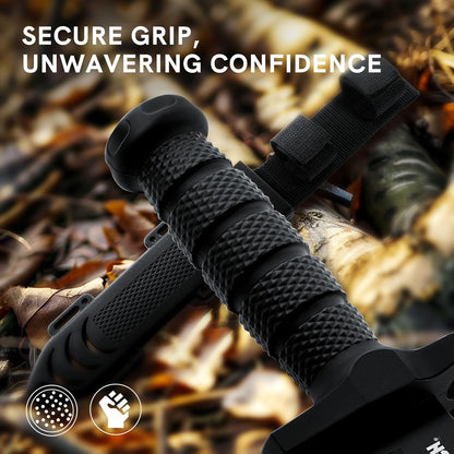Fixed Blade Hunting Knife with Sheath, 12-inch Survival Knives for Men Tactical Bowie Knife with Non-Slip Handle for Bushcraft, Outdoor Camping