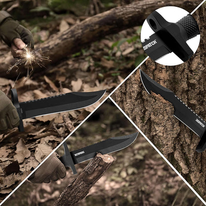 Fixed Blade Hunting Knife with Sheath, 12-inch Survival Knives for Men Tactical Bowie Knife with Non-Slip Handle for Bushcraft, Outdoor Camping