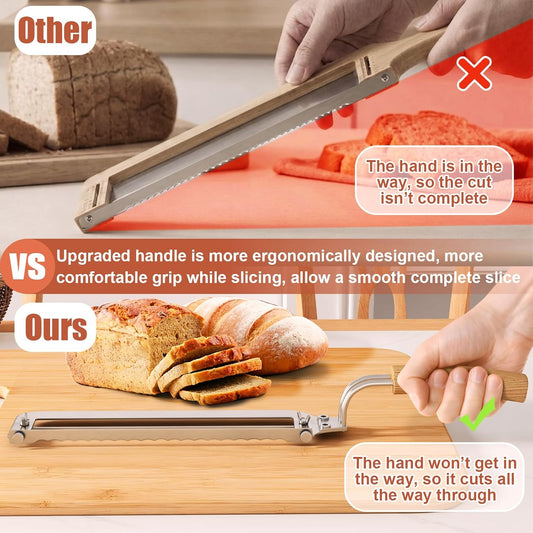 Right-Handed Adjustable Bread Knife for Homemade Bread with Precision Thickness Guide - Sourdough Bread Slicer for Homemade Bread & Sourdough Loaves, Sharp Serrated Steel Blade for Baguettes