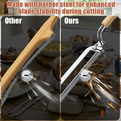 Right-Handed Adjustable Bread Knife for Homemade Bread with Precision Thickness Guide - Sourdough Bread Slicer for Homemade Bread & Sourdough Loaves, Sharp Serrated Steel Blade for Baguettes