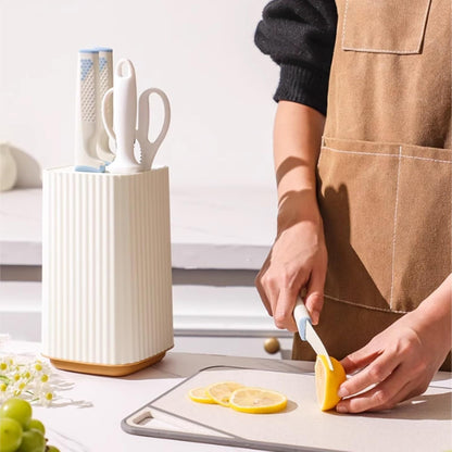 Universal Knife Block without Knives Space-Saving Knife Block Multi-Slot Holder For Kitchen Countertop Secure Stand(Beige)