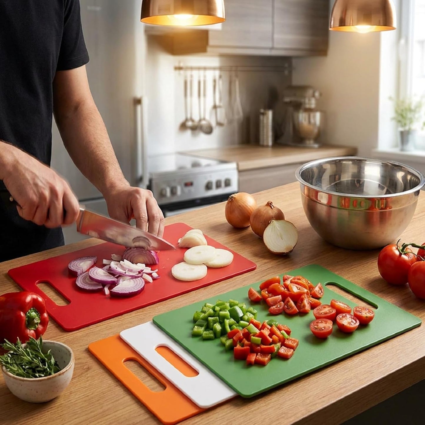 Plastic Cutting Board Set - Thin, 11.8" x 7.8", set of 4 colord