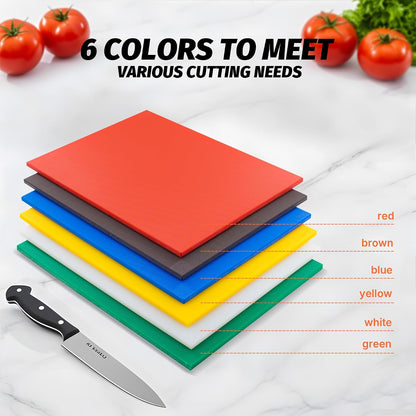 CMI Commercial Grade Cutting Board for Kitchens,Cutting Board Set,Plastic Chopping Board,18 x 12 x 1/2 Inch, Multi-Color 6 of Pack Set,NSF Certified,for Vegetable Meat or Cheese