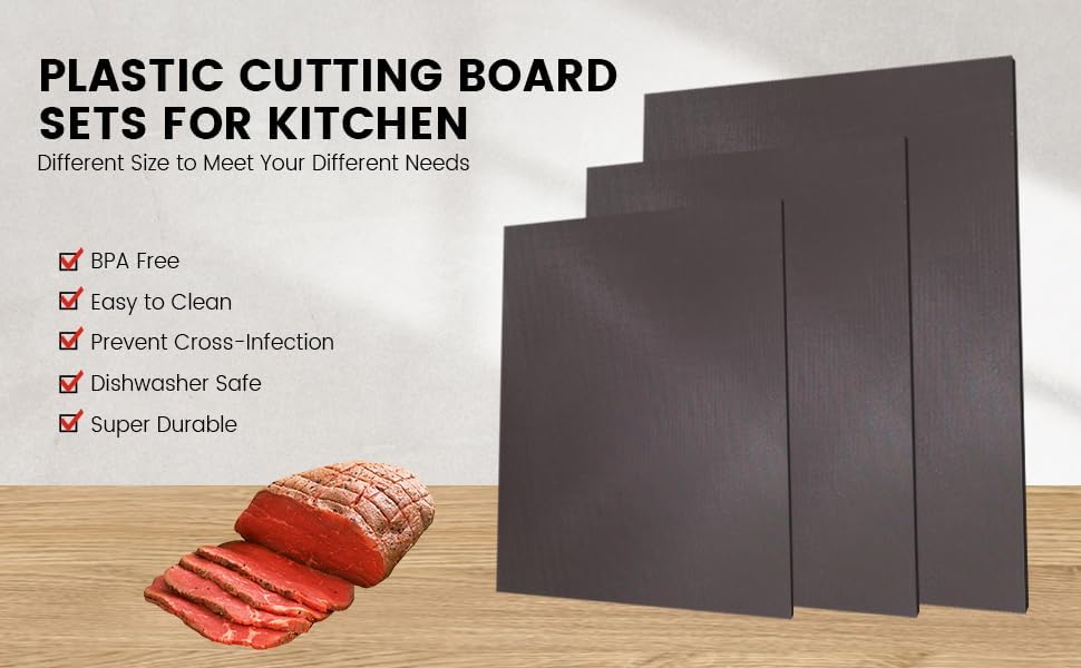 CMI Commercial Grade Cutting Board for Kitchens,Cutting Board Set,Plastic Chopping Board,18 x 12 x 1/2 Inch, Multi-Color 6 of Pack Set,NSF Certified,for Vegetable Meat or Cheese