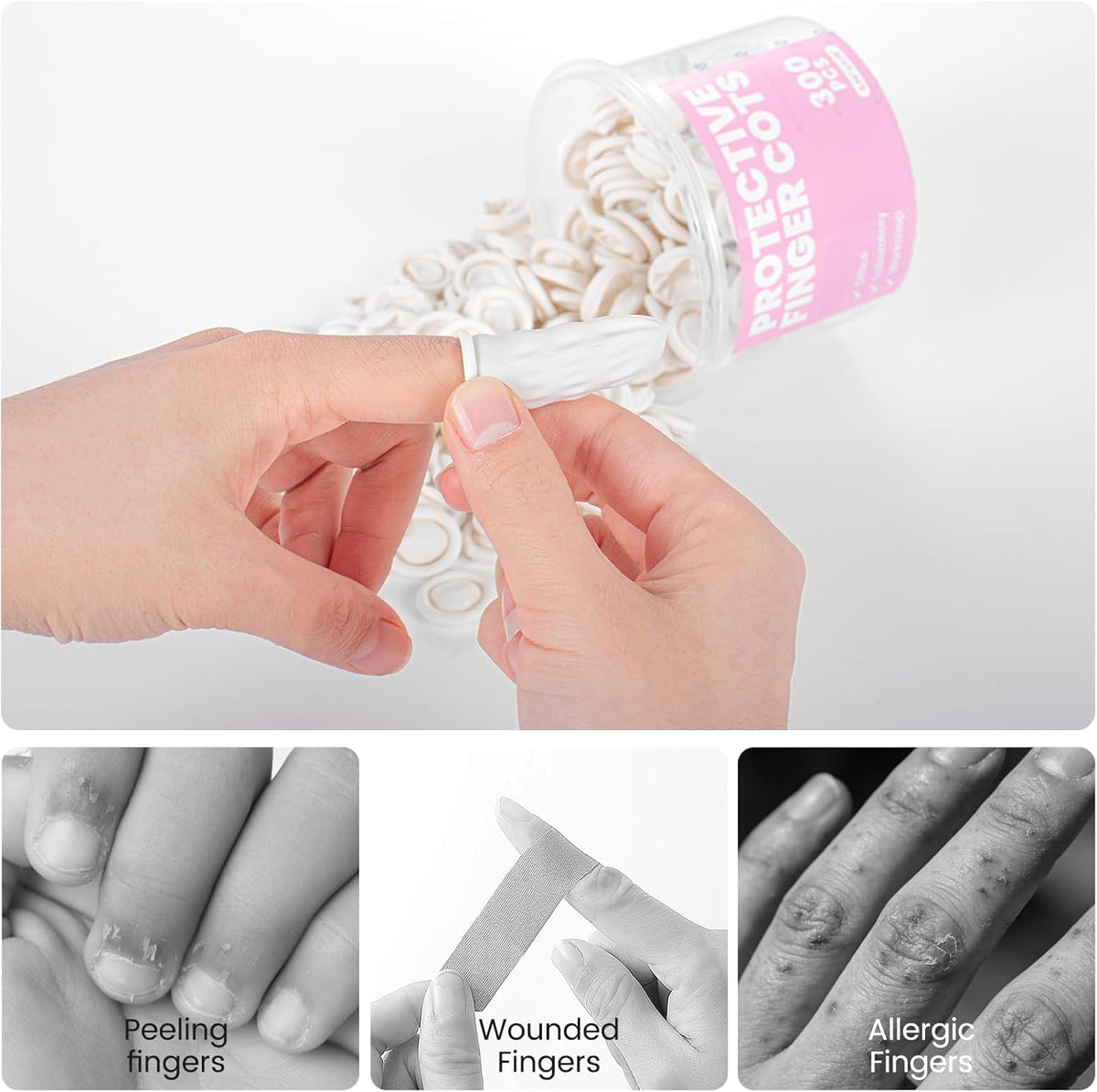 Professional Rubber Finger Cots, Anti-Static Medium Finger Cover, Disposable Rubber Finger Protectors for Offices, Kitchens, and More - Protective Guards Labor Protection Finger Guards (300PCS)