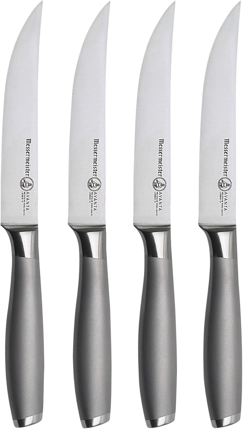 Avanta Forged 5” Fine Edge Steak Knife Set - German X50 Stainless Steel - Rust Resistant & Easy to Maintain - Includes 4 Steak Knives