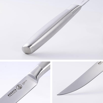 Avanta Forged 5” Fine Edge Steak Knife Set - German X50 Stainless Steel - Rust Resistant & Easy to Maintain - Includes 4 Steak Knives