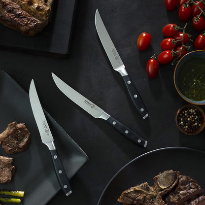 Avanta Forged 5” Fine Edge Steak Knife Set - German X50 Stainless Steel - Rust Resistant & Easy to Maintain - Includes 4 Steak Knives