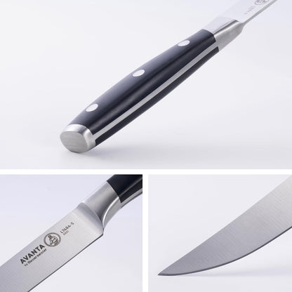 Avanta Forged 5” Fine Edge Steak Knife Set - German X50 Stainless Steel - Rust Resistant & Easy to Maintain - Includes 4 Steak Knives