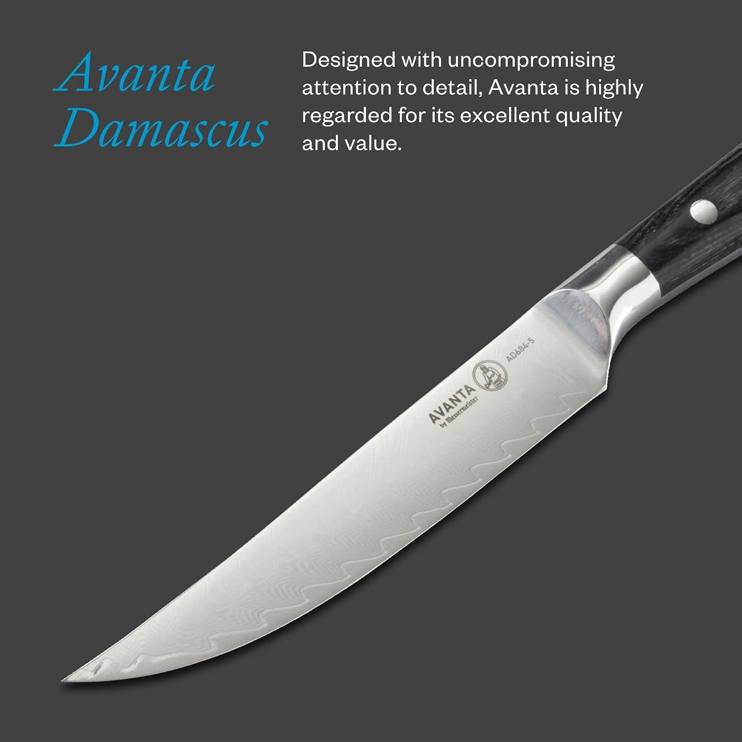 Avanta Forged 5” Fine Edge Steak Knife Set - German X50 Stainless Steel - Rust Resistant & Easy to Maintain - Includes 4 Steak Knives