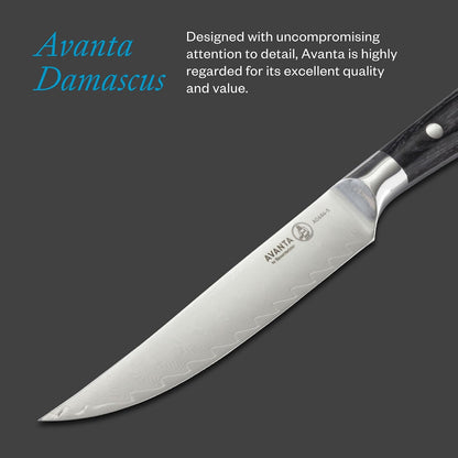 Avanta Forged 5” Fine Edge Steak Knife Set - German X50 Stainless Steel - Rust Resistant & Easy to Maintain - Includes 4 Steak Knives